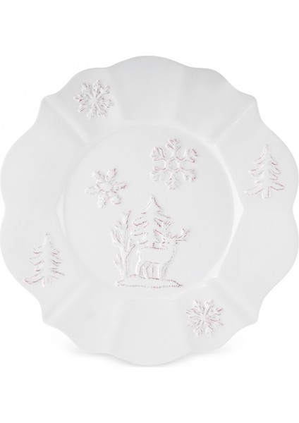 New Year Yılbaşı Snowy Pasta Tabağı 24 cm Beyaz