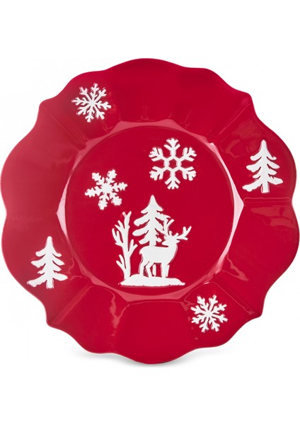 New Year Yılbaşı Snowy Pasta Tabağı 24 cm Kırmızı fiyatları