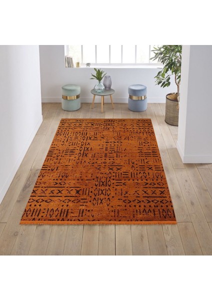 Ecosıa Modern Şönil Kilim Halı Yüksek Kalite Yolluk Antrasit Yıkanabilir Saçaklı Kaymaz Taban