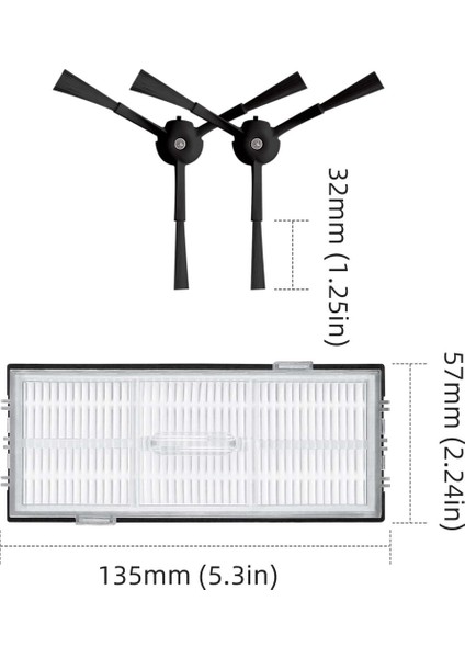 S8 / S8+ / S8 Plus Robot Süpürge Aksesuarlarına Uyumlu Yedek Parçalar, Çift Rulo Fırça (Yurt Dışından) indirimleri