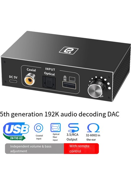 192 Khz Hifi Ses Kod Çözücü Dac Dijital Analog Dönüştürücü Adaptör Tv Optik Koaksiyel USB Otg Kulaklık Amplifikatörü-Abd Tak (Yurt Dışından)