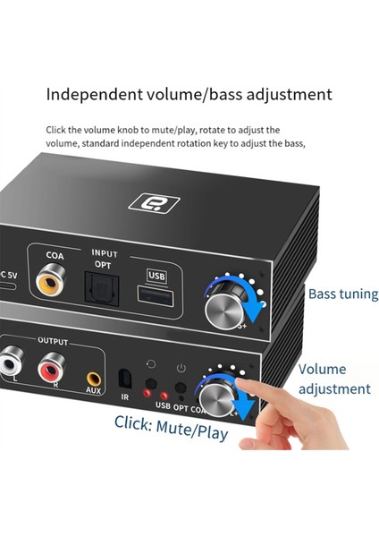 192 Khz Hifi Ses Kod Çözücü Dac Dijital Analog Dönüştürücü Adaptör Tv Optik Koaksiyel USB Otg Kulaklık Amplifikatörü-Abd Tak (Yurt Dışından)