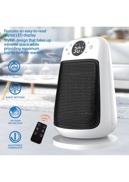 Elektrikli Ptc Isıtıcı Oda Uzaktan Kumanda Isıtma Dokunmatik Isıtıcılar Ev Dikey 90° Sallayarak Kafa Isıtıcı Abd Plug (Yurt Dışından)