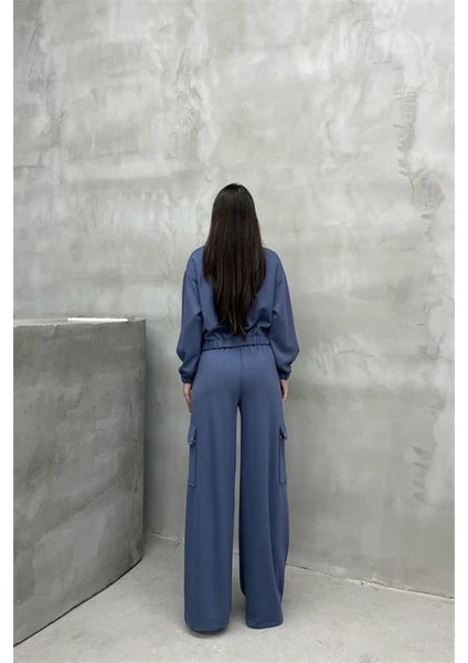 Kadın Kargo Cepli Takım Likralı Kumaş Eşofman Takımı DPNBASP7272 fırsatları