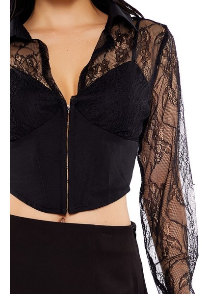 F21 Korse Detaylı Dantel Bluz modelleri