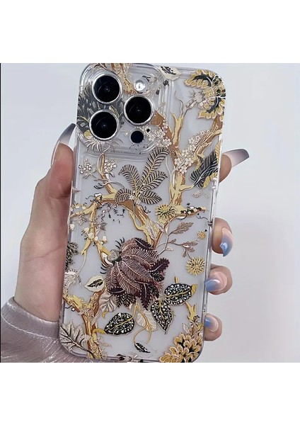 Şeffaf Yaprak Desenli Tpu Düşme Önleyici Tam Koruyucu Kılıf - iPhone 13 ve iPhone 14 Için