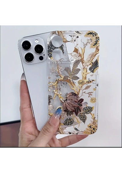 Şeffaf Yaprak Desenli Tpu Düşme Önleyici Tam Koruyucu Kılıf - iPhone 13 ve iPhone 14 Için