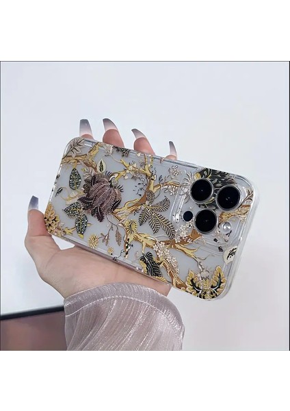 Şeffaf Yaprak Desenli Tpu Düşme Önleyici Tam Koruyucu Kılıf - iPhone 13 ve iPhone 14 Için