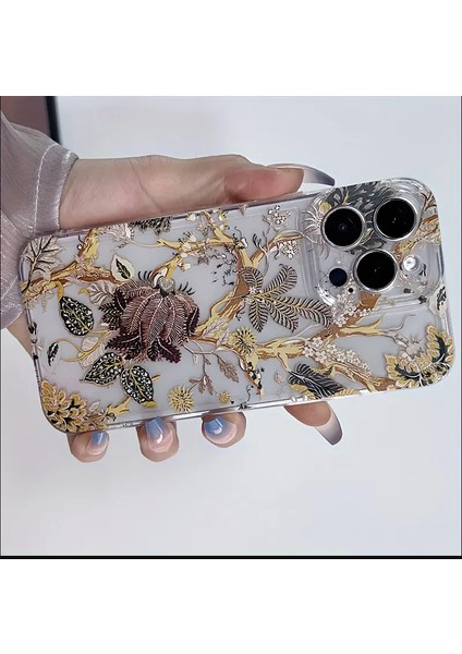 Şeffaf Yaprak Desenli Tpu Düşme Önleyici Tam Koruyucu Kılıf - iPhone 13 ve iPhone 14 Için