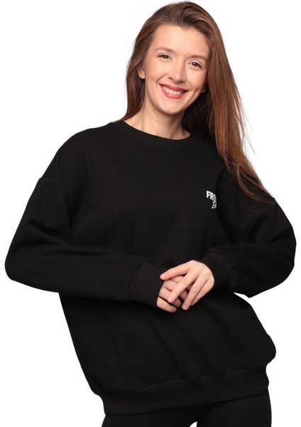 Byrsim Baskılı 3 Iplik Kadın Sweatshirt 5810 Kod/renk: Siyah Byrnew