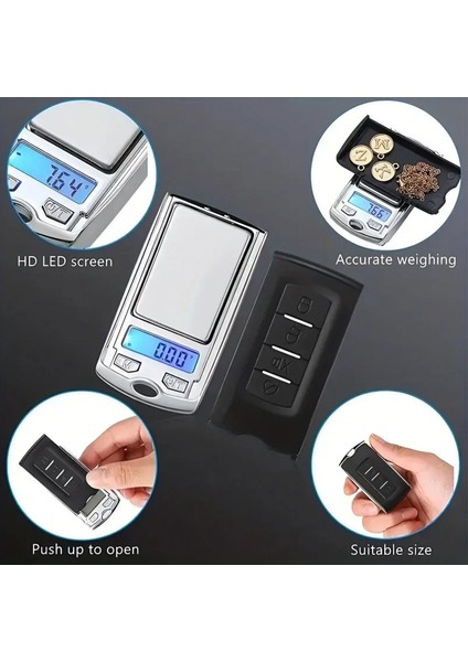 1 Adet Mini Dijital Cep Terazisi LCD Arka Aydınlatmalı Ekranlı Taşınabilir Hassas Tartım Altın Sterling Mücevher Gram Denge Ağırlığı Terazileri ve Gıda Içın Ideal (Yurt Dışından)