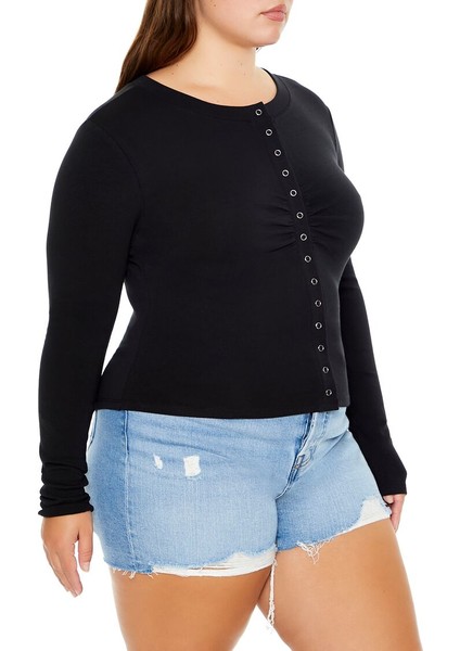 Plus Size Uzun Kollu Bluz