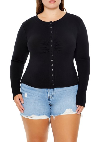 Plus Size Uzun Kollu Bluz