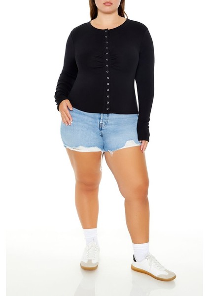 Plus Size Uzun Kollu Bluz