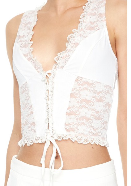 V Yaka Dantel Detaylı Crop Bluz modelleri