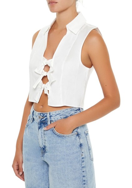 F21 Fiyonklu Önü Açık Bluz