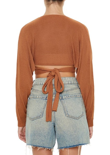 F21 Kruvaze Yaka Crop Kazak