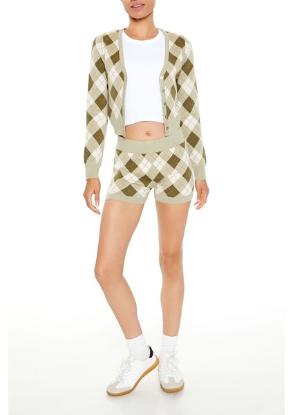 F21 Baklava Desenli Hırka Kazak