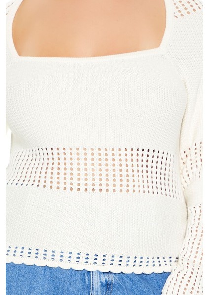 Plus Size Dökümlü Kazak