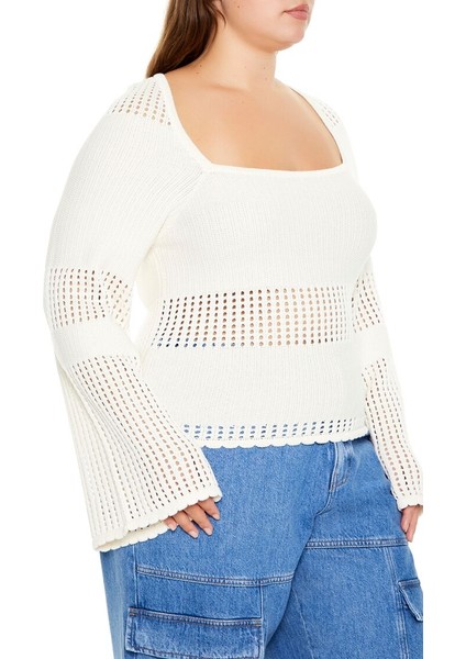 Plus Size Dökümlü Kazak