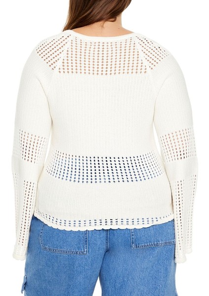 Plus Size Dökümlü Kazak