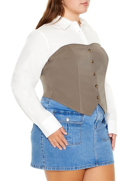 F21 Plus Size Straplez Yaka Bluz fırsatları