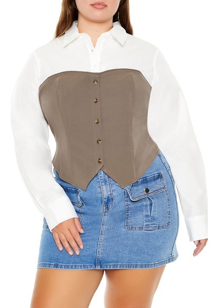 F21 Plus Size Straplez Yaka Bluz