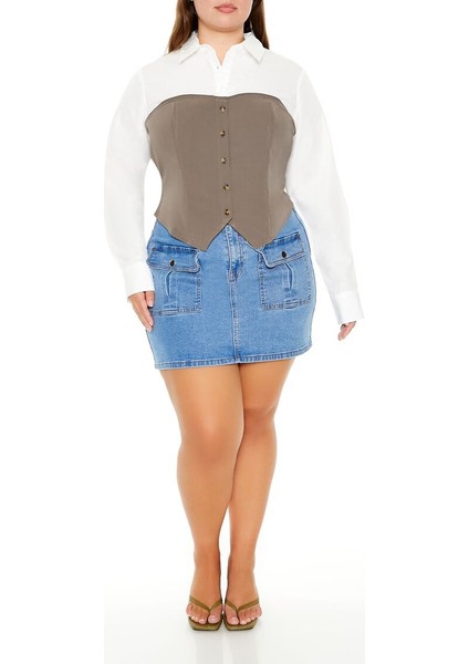 F21 Plus Size Straplez Yaka Bluz fiyatları