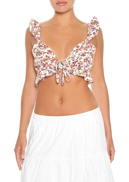 Çiçek Desenli Crop Bluz fiyatları