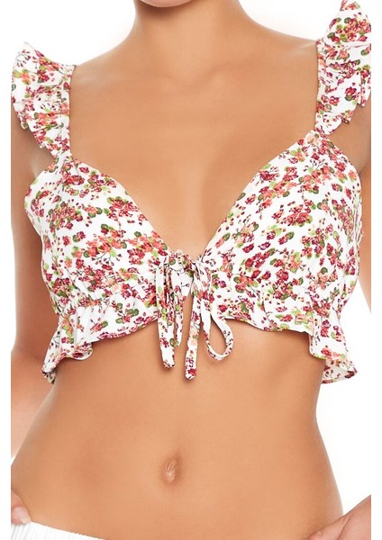 Çiçek Desenli Crop Bluz indirimleri