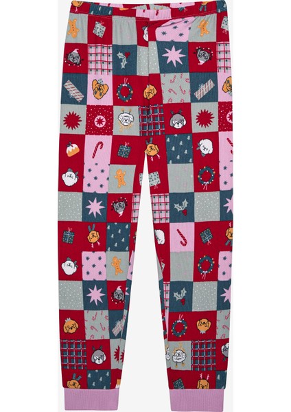 Kız Çocuk Patchwork Termal Çok Renkli Pijama Takımı modelleri