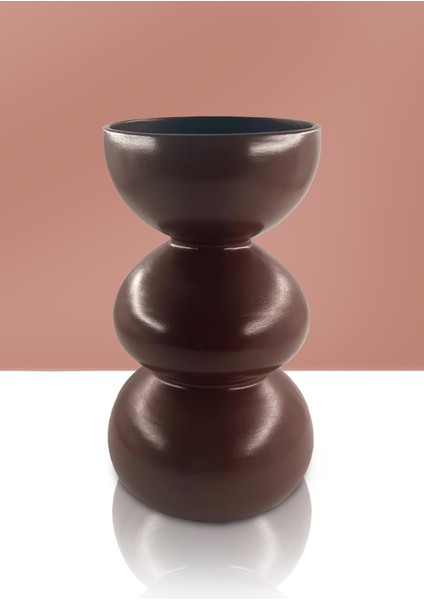 Haven Seramik Vazo - Dekoratif Ev Aksesuarı - Kahve - 29 cm * 17 cm