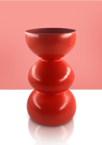 Haven Seramik Vazo - Dekoratif Ev Aksesuarı - Kırmızı - 29 cm * 17 cm