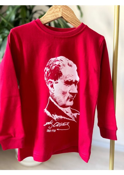 Kırmızı Atatürk Baskılı Uzun Kollu Basic fiyatları