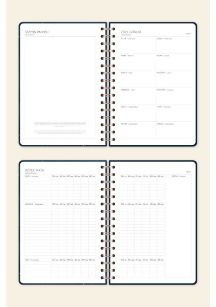 2025 Ajanda A5 Spiralli Haftalık Planlayıcı 12 Aylık - Galaksi