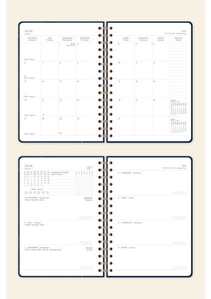 2025 Ajanda A5 Spiralli Haftalık Planlayıcı 12 Aylık - Galaksi