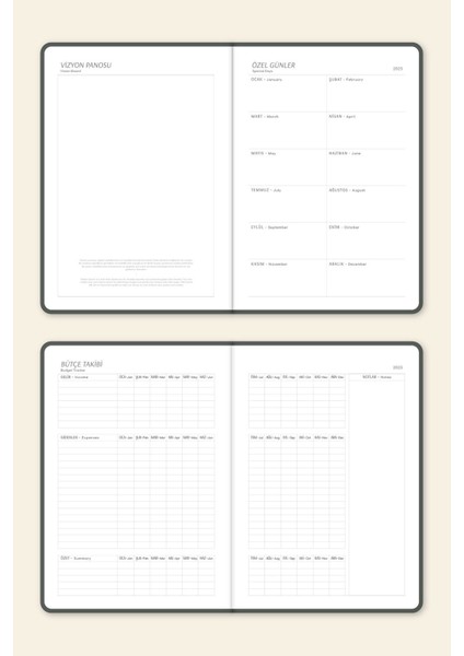 2025 A5 Haftalık Ajanda – Kir ve Suya Dayanıklı Sert Kapak - Füme
