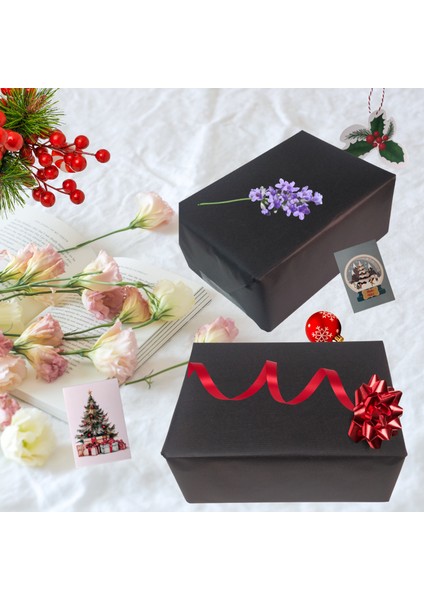 İtalyan Premium Hediye Paketleme Kağıdı, Paket, Ambalaj Kağıdı, Kraft & Siyah, No 798, 70 x 200Cm
