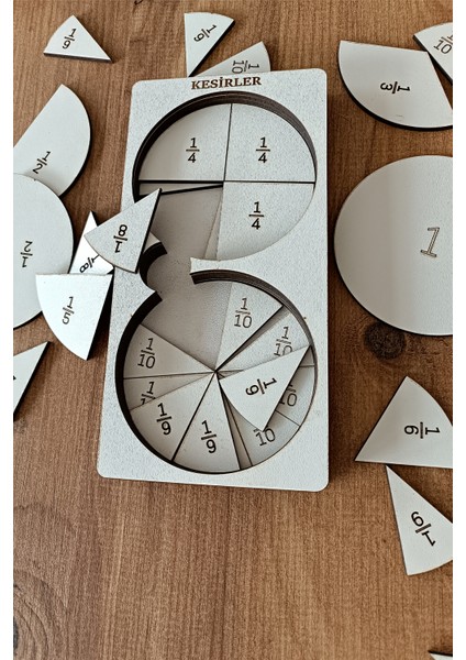 Kesirler Puzzle Yapboz Eğitici-Öğretici Oyuncak Matametik Oyunu