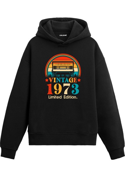 Retro 1973 Mixtape Limited Edition Doğum Günü Hediyesi Vintage Tasarım Kapşonlu Sweatshirt