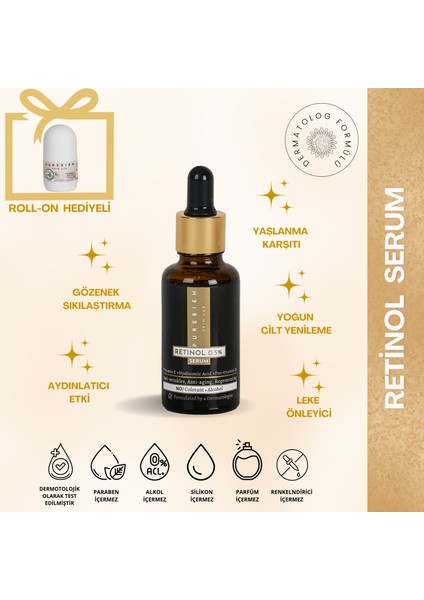 Retinol Serum %0.5 + Vitamin E +Hyaluronik Asit +Niasinamid B5