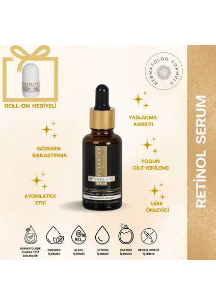 PUREBIEN SKIN LAB Retinol Serum %0.5 + Vitamin E +Hyaluronik Asit +Niasinamid B5