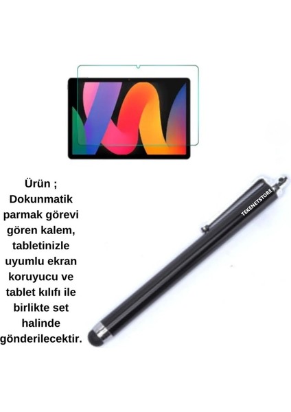 Honor Pad X9 11.5 Inç 360° Dönebilen Standlı Tablet Kılıfı Ekran Koruyucu ve Kalem Seti Mor