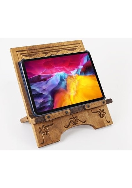 Ahşap Oymalı Masa Üstü Tablet Tutucu Rahle