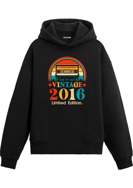 Retro 2016 Mixtape Limited Edition Doğum Günü Hediyesi Vintage Tasarım Kapşonlu Sweatshirt