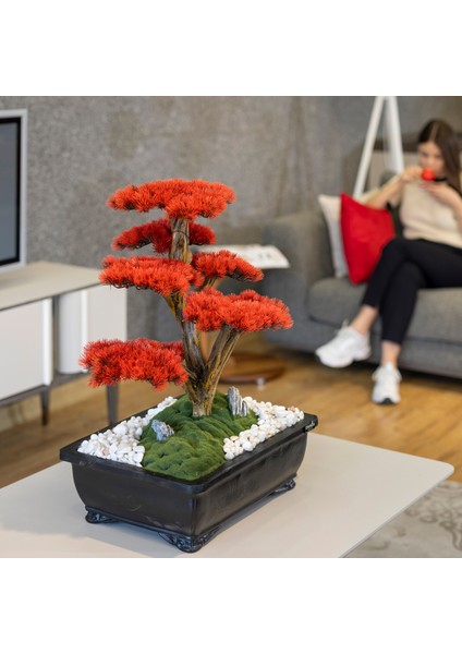 Atlas Bonsai-3-1 Masaüstü Kullanıma Uygun Doğal Ağaç Gövdeli Yapay Bonsai Ağacı - 50X60 cm fiyatları