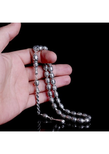 925 Ayar Tamamı Gümüş Desen Motifli Tesbih modelleri