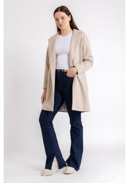 Kadın Taş Tek Düğme Içi Astarlı Oversize Kaşe Kaban fiyatları