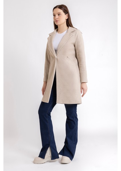 Kadın Taş Tek Düğme Içi Astarlı Oversize Kaşe Kaban indirimleri