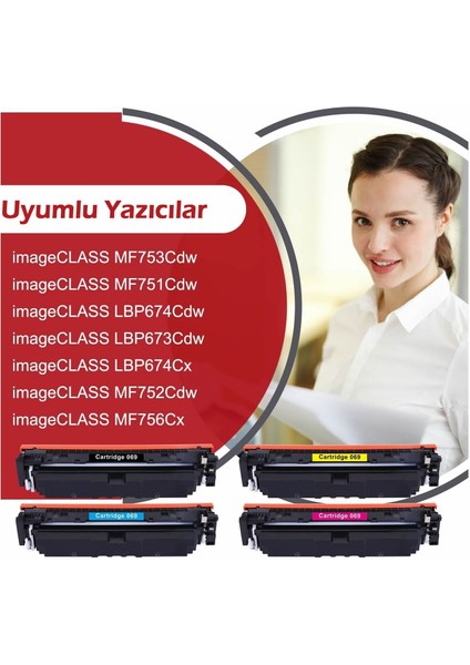 Canon CRG-069 Muadil Toner Çipsiz - LBP673CDW-MF752CD Sarı (Yellow)